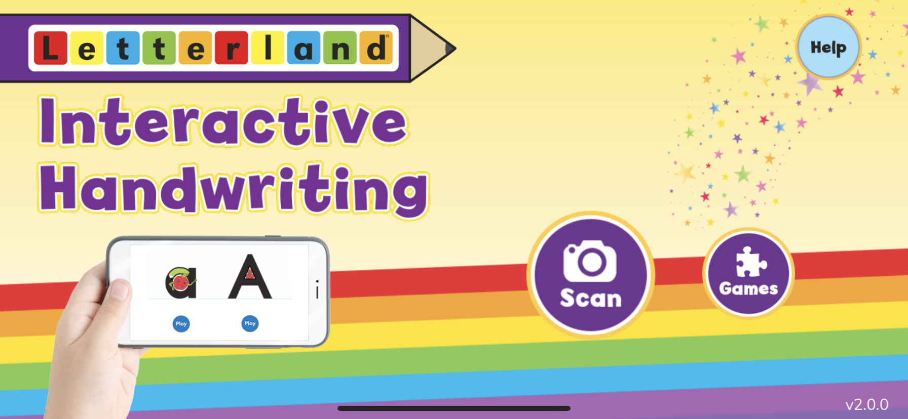 Example image of screen on iphone of LETTERLAND