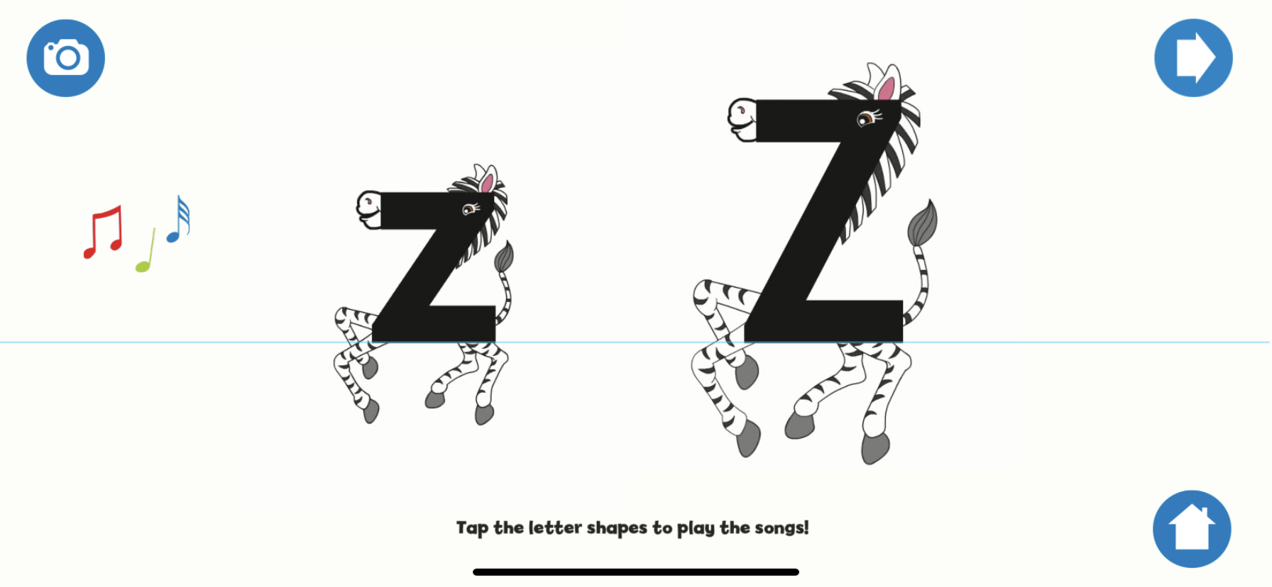 Example image of screen on iphone of LETTERLAND