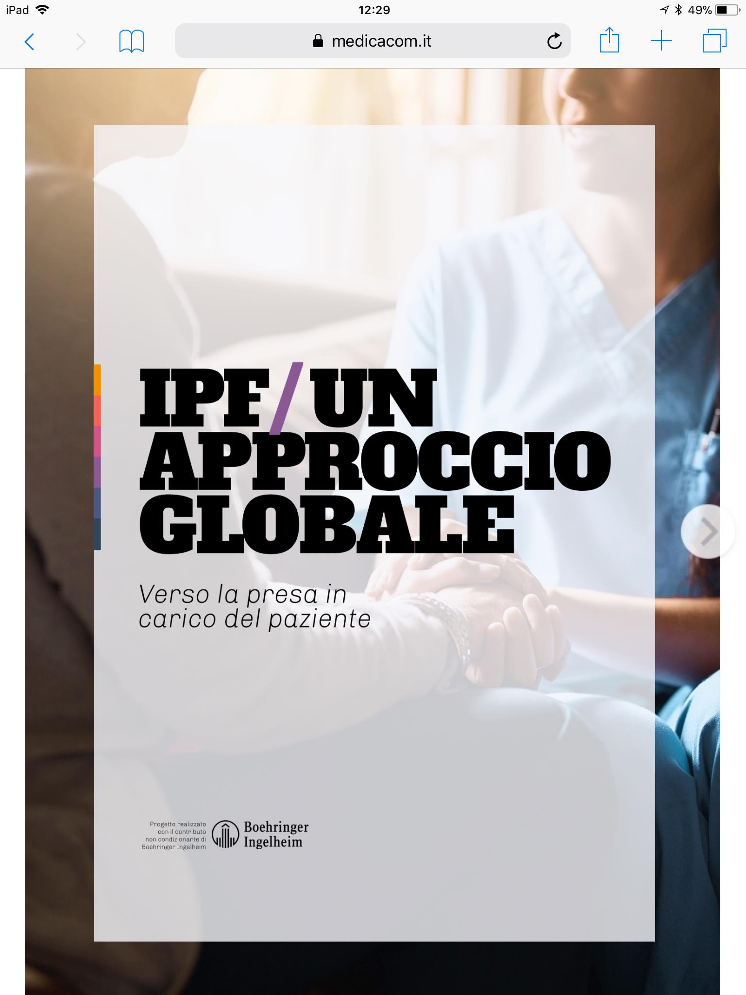 Example image on a tablet screen of INFO MEDICAL