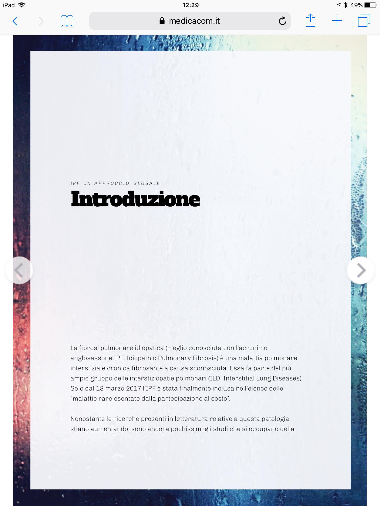 Example image on a tablet screen of INFO MEDICAL