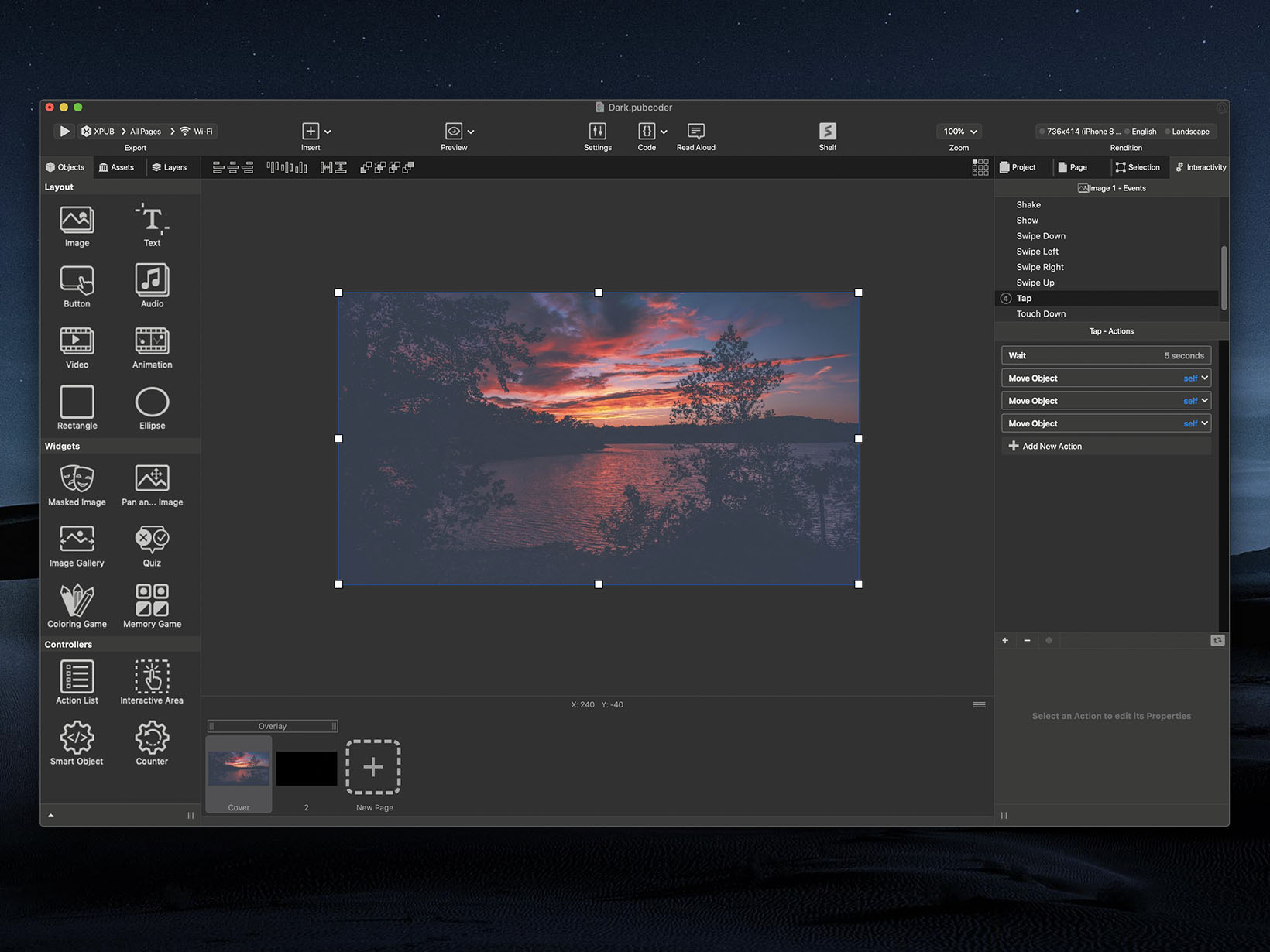 PubCoder screenshot in dark mode